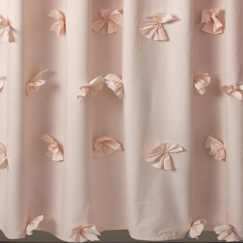  Lush Decor, Blush Riley Shower Curtain | Bow Tie Textured Fabric Shabby Chic Farmhouse Style for Bathroom, x 72