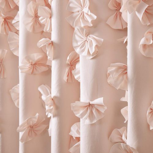  Lush Decor, Blush Riley Shower Curtain | Bow Tie Textured Fabric Shabby Chic Farmhouse Style for Bathroom, x 72