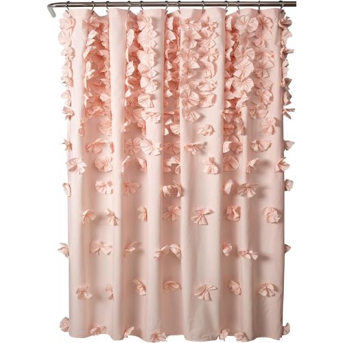  Lush Decor, Blush Riley Shower Curtain | Bow Tie Textured Fabric Shabby Chic Farmhouse Style for Bathroom, x 72