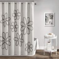 Lush Decor, Light Gray Ruffle Flower Shower Curtain, 72 x 72