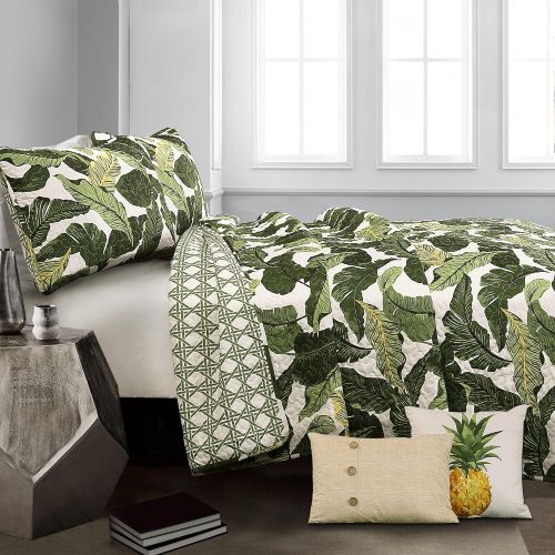  Lush Decor 5 Piece Tropical Paradise Quilt Set, King, Green