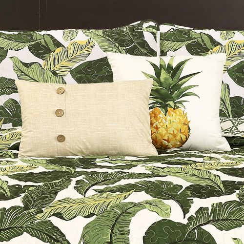  Lush Decor 5 Piece Tropical Paradise Quilt Set, King, Green