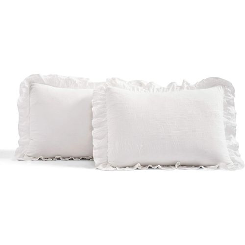  Lush Decor Ruffle Skirt 3 Piece Bedspread Set, Queen, White