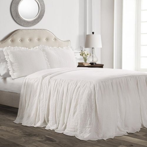  Lush Decor Ruffle Skirt 3 Piece Bedspread Set, Queen, White