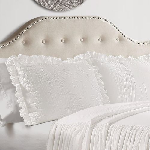  Lush Decor Ruffle Skirt 3 Piece Bedspread Set, Queen, White