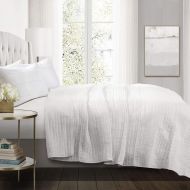 Lush Decor Decor Pom Stripe 3Piece Quilt Set, King, White