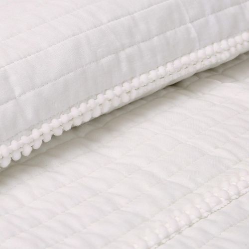  Lush Decor Decor Pom Stripe 3Piece Quilt Set, King, White