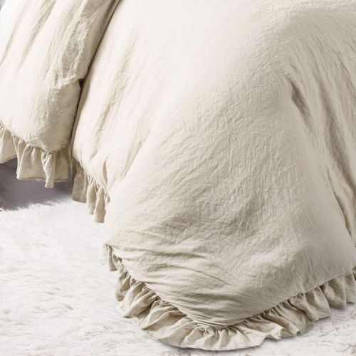  Lush Decor Reyna Comforter Ruffled 3 Piece Bedding Set with Pillow Shams, Full Queen, Gray