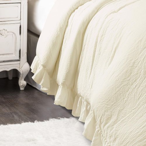  Lush Decor Reyna Comforter Ruffled 3 Piece Bedding Set with Pillow Shams, Full Queen, Gray