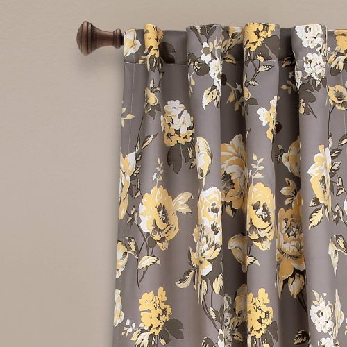  Lush Decor Tania Floral Room Darkening Window Curtain Panel Pair, 84 X 52, Blue & Gray