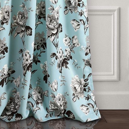  Lush Decor Tania Floral Room Darkening Window Curtain Panel Pair, 84 X 52, Blue & Gray