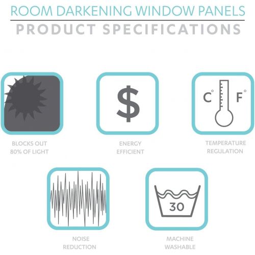  Lush Decor Wilbur Stripe Room Darkening Window Curtain Panel Pair, Black, 84 inch x 52 inch, Set of 2