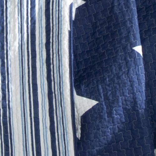  Lush Decor Twin Size Bedding Quilt Set For Teen Boys Bedroom in Navy Blue Star Print Design