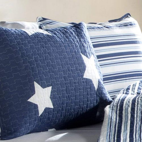  Lush Decor Twin Size Bedding Quilt Set For Teen Boys Bedroom in Navy Blue Star Print Design