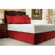 Lushness_Linen Hotel Collection 800TC Bedskirt 16 Drop Length 100% Egyptian Cotton King Size Burgundy Stripe