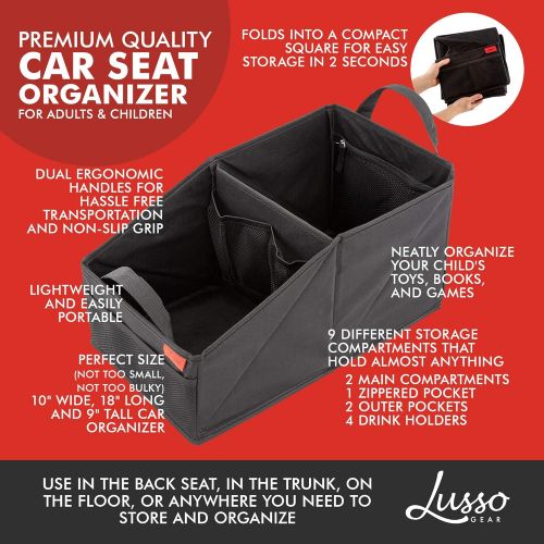  Lusso Gear Premium Front & Backseat Car Organizer | Heavy Duty Back Stitching - 9 Clutter-Free Seat Storage Pockets | Easily Keep Seats & Floors Organized & Clean w/ Supply and Toy Organizers