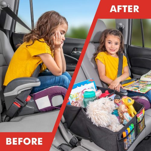  Lusso Gear Premium Front & Backseat Car Organizer | Heavy Duty Back Stitching - 9 Clutter-Free Seat Storage Pockets | Easily Keep Seats & Floors Organized & Clean w/ Supply and Toy Organizers