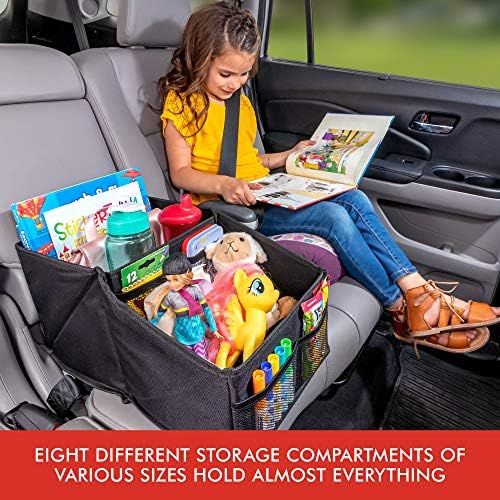  Lusso Gear Premium Front & Backseat Car Organizer | Heavy Duty Back Stitching - 9 Clutter-Free Seat Storage Pockets | Easily Keep Seats & Floors Organized & Clean w/ Supply and Toy Organizers