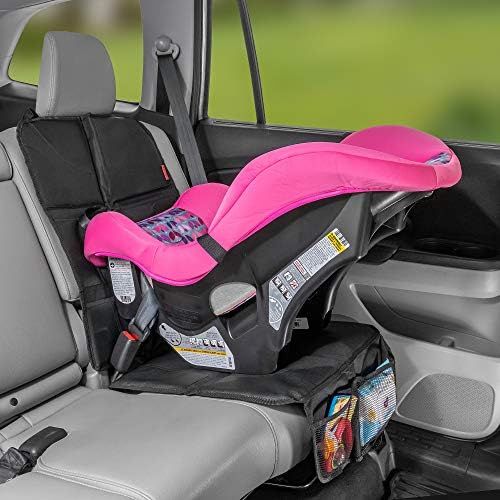  Lusso Gear Car Seat Protector, Thick Padding, 2 Mesh Storage Pockets, Waterproof, Protects Fabric or Leather Seats from Child Car Seat and Pets, Non-Slip Rubber Padded Backing, No