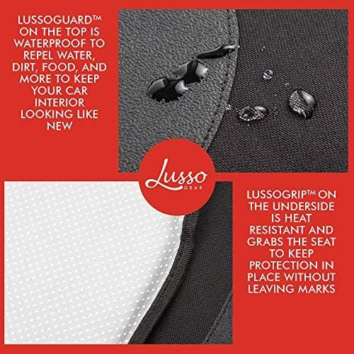  Lusso Gear Car Seat Protector, Thick Padding, 2 Mesh Storage Pockets, Waterproof, Protects Fabric or Leather Seats from Child Car Seat and Pets, Non-Slip Rubber Padded Backing, No