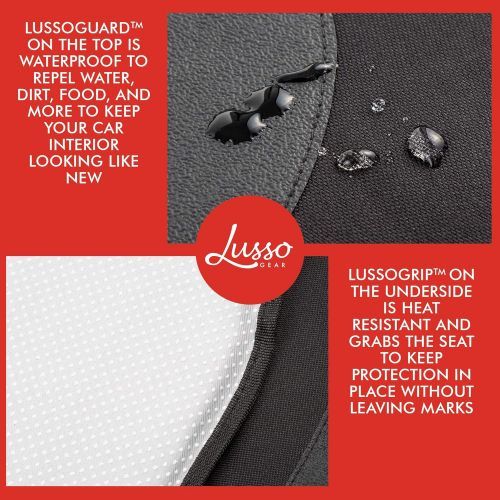  Lusso Gear Car Seat Protector, Thick Padding, 2 Mesh Storage Pockets, Waterproof, Protects Fabric or Leather Seats from Child Car Seat and Pets, Non-Slip Rubber Padded Backing, No