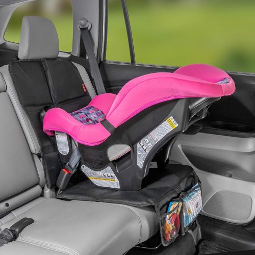  Lusso Gear Car Seat Protector, Thick Padding, 2 Mesh Storage Pockets, Waterproof, Protects Fabric or Leather Seats from Child Car Seat and Pets, Non-Slip Rubber Padded Backing, No