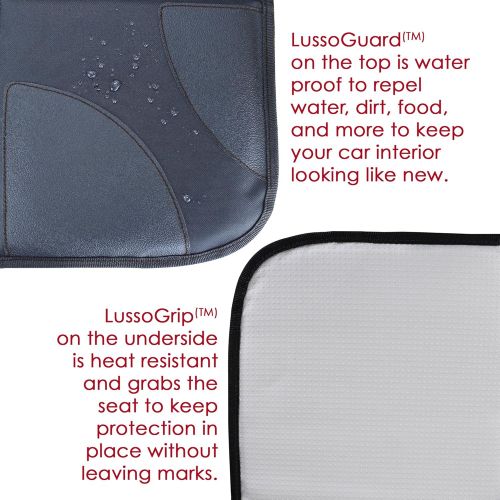  Lusso Gear Car Seat Protector, Thick Padding, 2 Mesh Storage Pockets, Waterproof, Protects Fabric or Leather Seats from Child Car Seat and Pets, Non-Slip Rubber Padded Backing, No