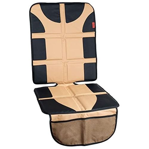  Lusso Gear Car Seat Protector, Thick Padding, 2 Mesh Storage Pockets, Waterproof, Protects Fabric or Leather Seats from Child Car Seat and Pets, Non-Slip Rubber Padded Backing, No