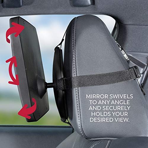  Lusso Gear Baby Backseat Mirror for Car. Largest and Most Stable Mirror with Premium Matte Finish, Crystal Clear View of Infant in Rear Facing Car Seat - Secure and Shatterproof (B