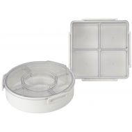 Lustroware LSX 214 Gourmet Palette Round and Square 2-Piece Party Food Container Set, White