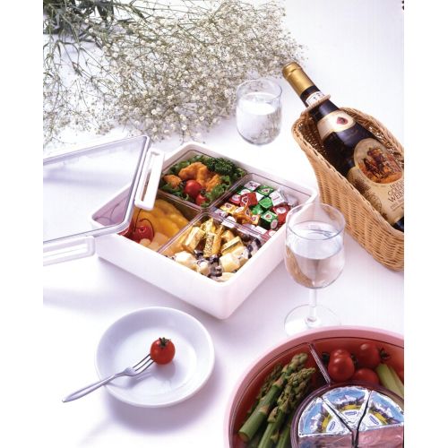  Lustroware LSX 214 Gourmet Palette Round and Square 2-Piece Party Food Container Set, White