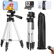 Phone Tripod, Lusweimi 44-inch iPhone Tripod with Phone Holder Mount/Wireless Remote for Cell Phone/Camera/Webcam/GoPro, Tabletop Lightweight Tripod for iOS/Android/Smartphone