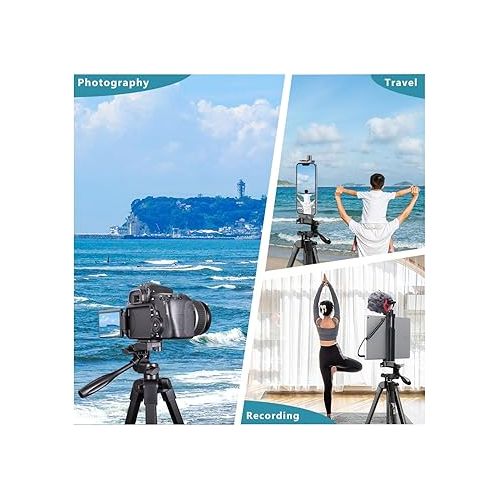  Tripod, Lusweimi 73-Inch Camera Tripod for iPad pro & iPhone Compatible with Tablet/iPad Pro 12.9 inch/Webcam/Video Camera, iPad Pro Tripod Stand with Wireless Remote & Bag for Vlog/Video/Photography