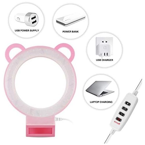  [아마존베스트]Lusweimi 6-inch Mini LED Selfie Ring Light kit 3000-5500K Adjustable Desktop Lamp USB Plug with Stand for YouTube Makeup/Live/Vlogs, Beauty Lovely Shape with 3 Light Modes &11 Brig