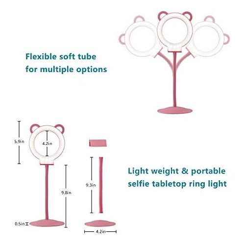  [아마존베스트]Lusweimi 6-inch Mini LED Selfie Ring Light kit 3000-5500K Adjustable Desktop Lamp USB Plug with Stand for YouTube Makeup/Live/Vlogs, Beauty Lovely Shape with 3 Light Modes &11 Brig