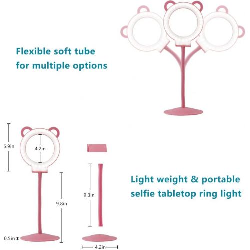  [아마존베스트]Lusweimi 6-inch Mini LED Selfie Ring Light kit 3000-5500K Adjustable Desktop Lamp USB Plug with Stand for YouTube Makeup/Live/Vlogs, Beauty Lovely Shape with 3 Light Modes &11 Brig