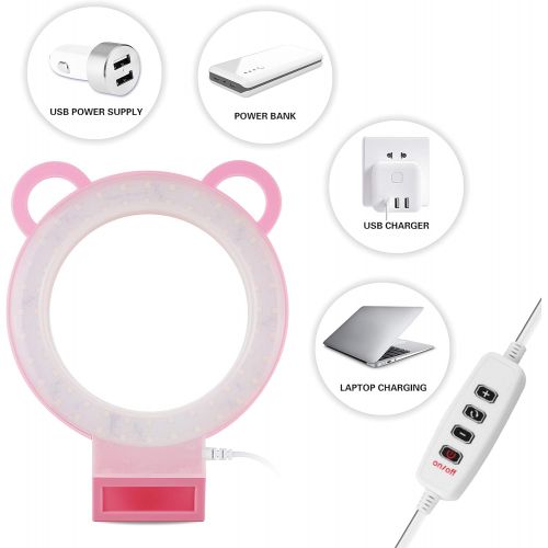  [아마존베스트]Lusweimi 6-inch Mini LED Selfie Ring Light kit 3000-5500K Adjustable Desktop Lamp USB Plug with Stand for YouTube Makeup/Live/Vlogs, Beauty Lovely Shape with 3 Light Modes &11 Brig