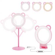 Ring Light,6inch Led Ring Light Kit Adjustable Desktop Lamp USB Plug with Stand,Lusweimi Mini Tabletop Light for Live Stream/Makeup/YouTube Video, 3 Light Modes & 11 Level (Pink)