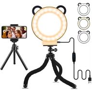 Lusweimi LED Ring Light 6 Inch with Tripod Stand for YouTube Video and Makeup, Mini LED Camera Light with Cell Phone Holder Tabletop Lamp with 3 Light Modes and 11 Brightness Level