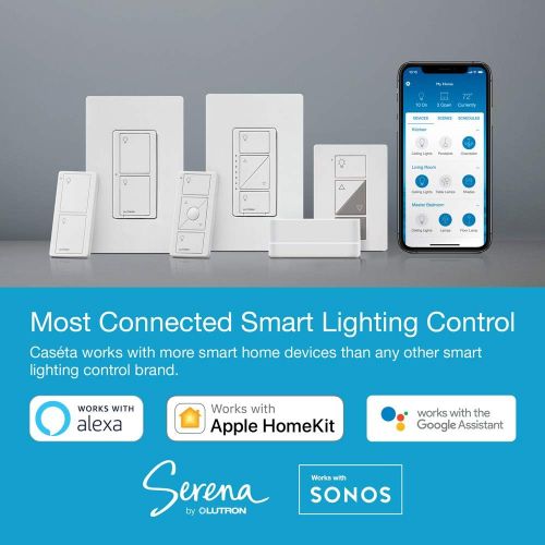  [아마존핫딜][아마존 핫딜] Lutron Caseta Smart Start Kit, Dimmer Switch with Smart Bridge and Wall Mount Pico Adapter, Works with Alexa, Apple HomeKit, and the Google Assistant | P-BDG-PKG1W-A | White