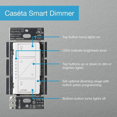  [아마존핫딜][아마존 핫딜] Lutron Caseta Smart Start Kit, Dimmer Switch with Smart Bridge and Wall Mount Pico Adapter, Works with Alexa, Apple HomeKit, and the Google Assistant | P-BDG-PKG1W-A | White