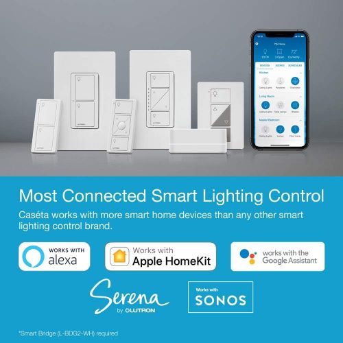  [아마존베스트]Lutron Caseta Wireless Smart Lighting Dimmer Switch for Wall & Ceiling Lights, PD-6WCL-WH, White, Works with Alexa, Apple HomeKit, and the Google Assistant