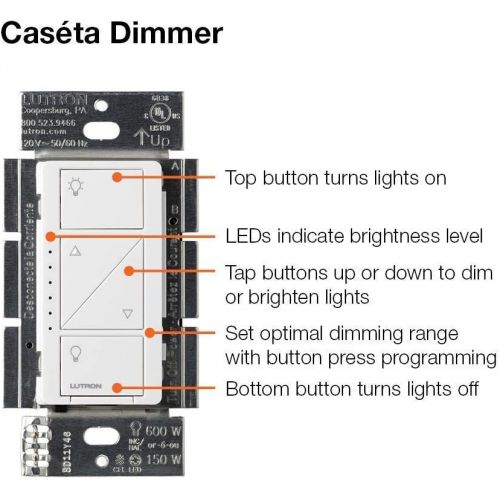  [아마존베스트]Lutron Caseta Wireless Smart Lighting Dimmer Switch for Wall & Ceiling Lights, PD-6WCL-WH, White, Works with Alexa, Apple HomeKit, and the Google Assistant