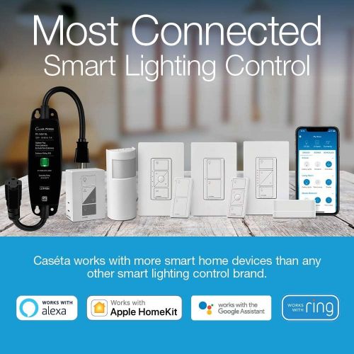  Lutron Caseta Deluxe Smart Dimmer Switch Kit Works with Alexa, Apple HomeKit, and the Google Assistant P-BDG-PKG2W-A White