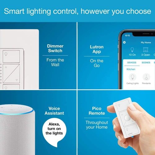  Lutron Caseta Deluxe Smart Dimmer Switch Kit Works with Alexa, Apple HomeKit, and the Google Assistant P-BDG-PKG2W-A White