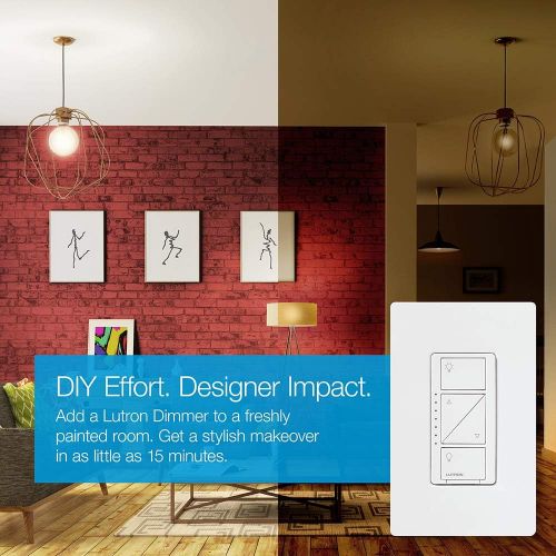  Lutron Caseta Deluxe Smart Dimmer Switch Kit Works with Alexa, Apple HomeKit, and the Google Assistant P-BDG-PKG2W-A White