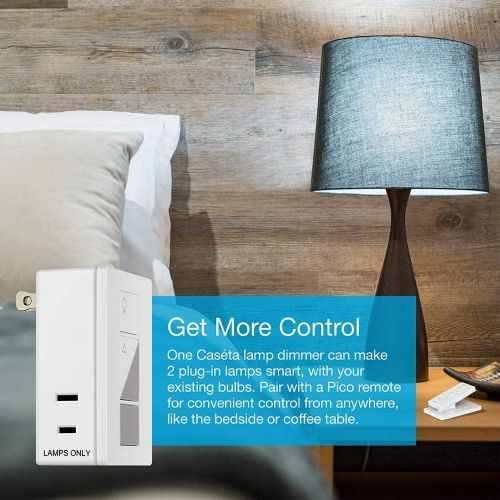  Lutron Caseta Wireless Single-Pole/3-Way Smart Lighting Lamp Dimmer and Remote Kit P-PKG1P-WH White