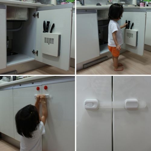  Adjustable Child Safety Locks by Luv4Baby - Latches to Baby Proof Cabinets, Drawers, Fridge, Dishwasher,...