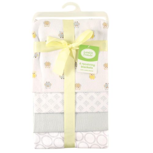  Luvable Friends 4 Piece Flannel Receiving Blankets, Train