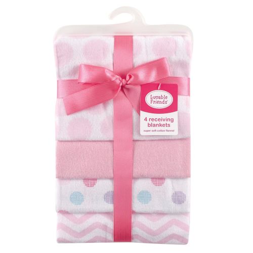  Luvable Friends 4 Piece Flannel Receiving Blankets, Train